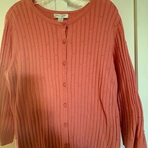 Charter Club Coral Button-Up Cardigan